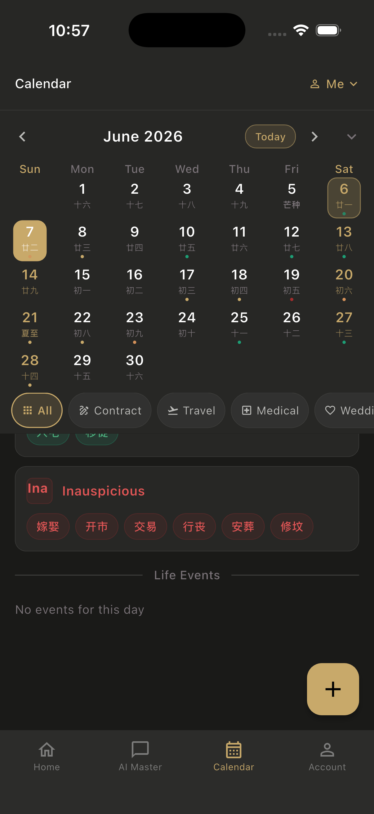 Auspicious calendar